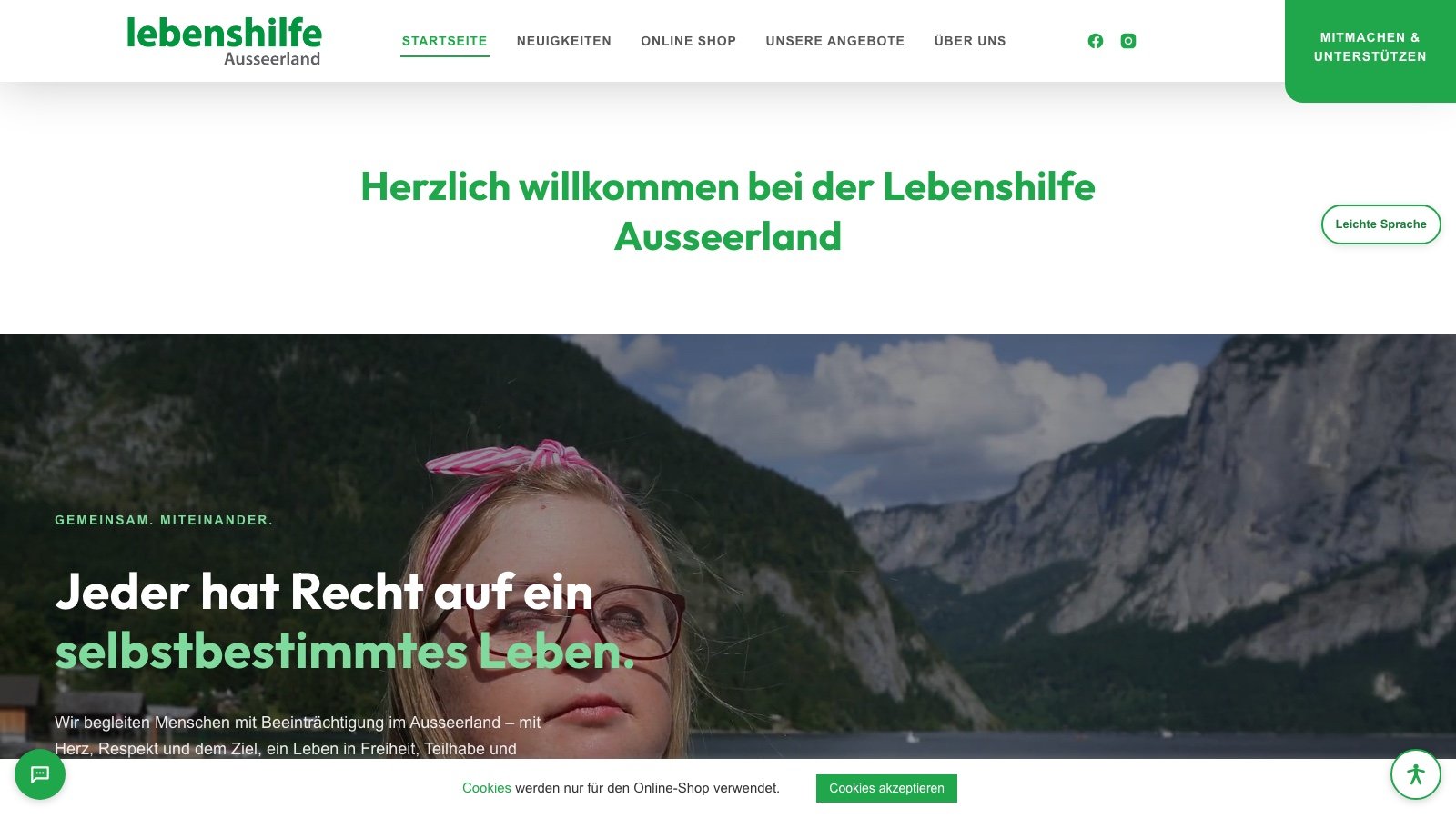 Screenshot: Website für die Lebenshilfe